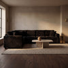 Haven Fluffy L-Shaped Sectional w/ Ottoman - Black