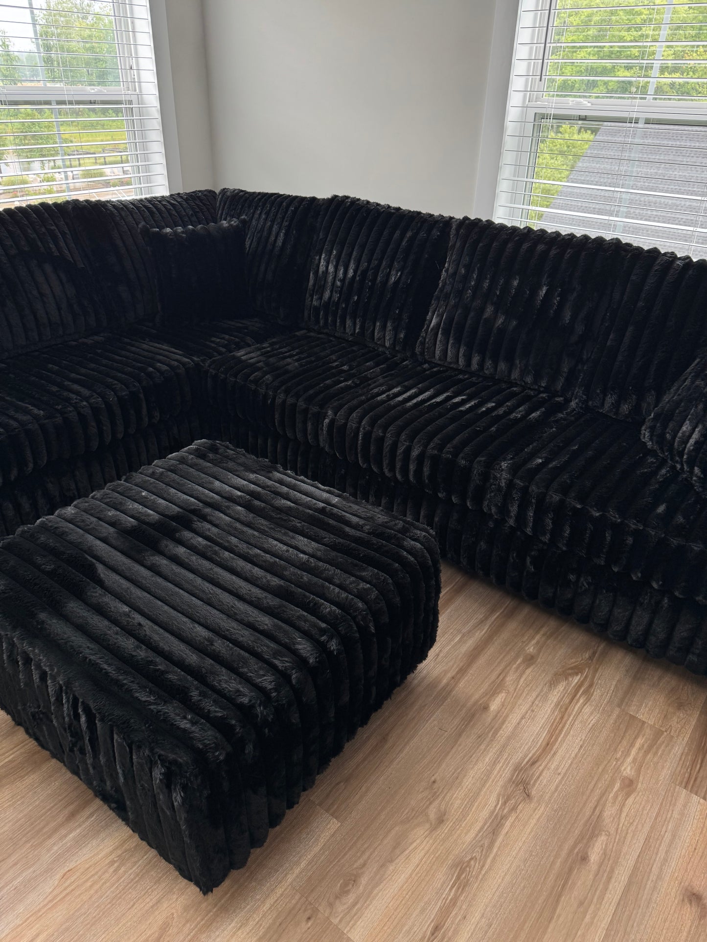 Haven – Fluffy Corduroy L Shape Sectional (+Outtoman)