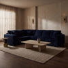 Haven Fluffy L-Shaped Sectional w/ Ottoman - Blue