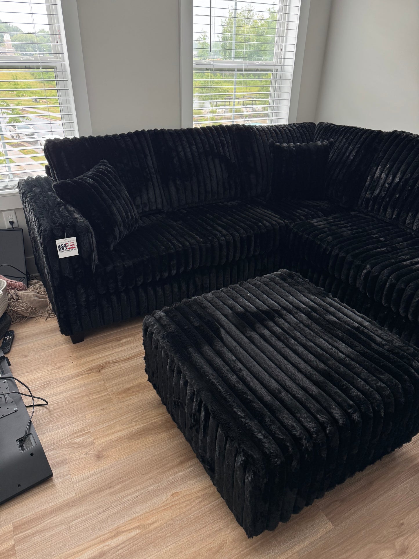 Haven – Fluffy Corduroy L Shape Sectional (+Outtoman)
