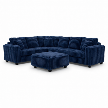 Haven Fluffy L-Shaped Sectional w/ Ottoman
