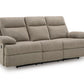 Side-Swipe Reclining Sofa with Drop Down Table