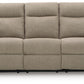 Side-Swipe Reclining Sofa with Drop Down Table