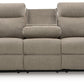 Side-Swipe Reclining Sofa with Drop Down Table