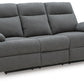 Side-Swipe Reclining Sofa with Drop Down Table