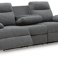 Side-Swipe Reclining Sofa with Drop Down Table