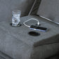 Side-Swipe Reclining Sofa with Drop Down Table