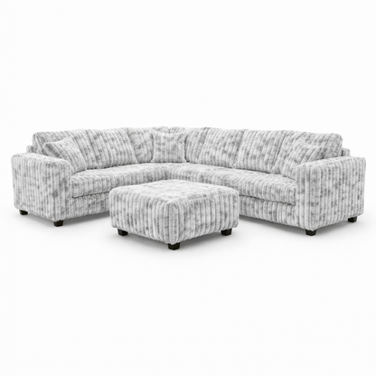 Haven Fluffy L-Shaped Sectional w/ Ottoman