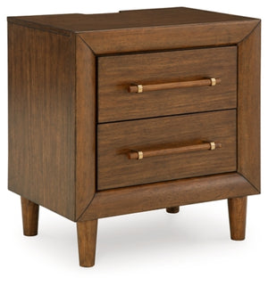 Lyncott Two Drawer Night Stand with USB-A and USB-C charging ports