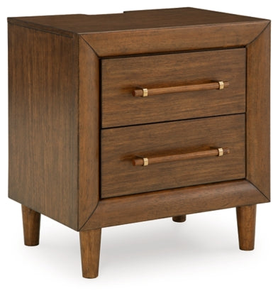 Lyncott Two Drawer Night Stand with USB-A and USB-C charging ports
