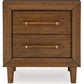 Lyncott Two Drawer Night Stand with USB-A and USB-C charging ports