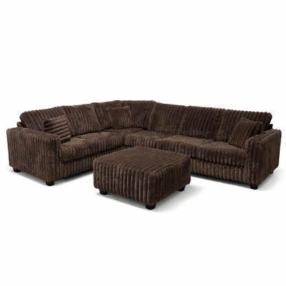 Haven Fluffy L-Shaped Sectional w/ Ottoman