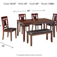 Bennox Dining Table and Chairs with Bench (Set of 6)