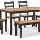Gesthaven Dining Table with 4 Chairs and Bench (Set of 6)