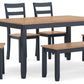 Gesthaven Dining Table with 4 Chairs and Bench (Set of 6)
