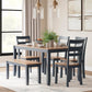Gesthaven Dining Table with 4 Chairs and Bench (Set of 6)