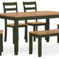 Gesthaven Dining Table with 4 Chairs and Bench (Set of 6)