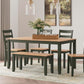 Gesthaven Dining Table with 4 Chairs and Bench (Set of 6)