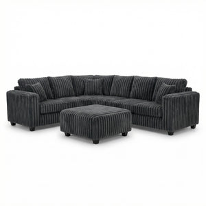 Haven Fluffy L-Shaped Sectional w/ Ottoman