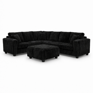 Haven Fluffy L-Shaped Sectional w/ Ottoman