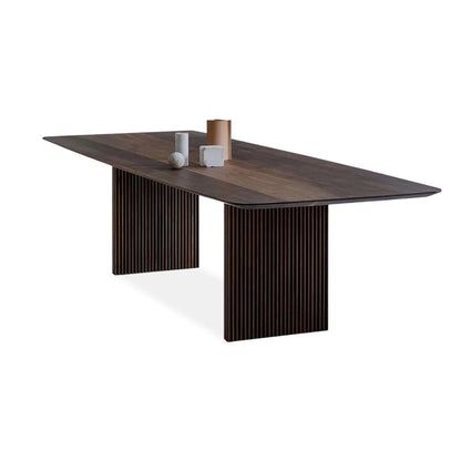 Modern Nut Brown Solid Wood Dining Table