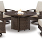 Paradise Trail Paradise Trail Fire Pit Table with 4 Nuvella Swivel Lounge Chairs