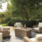 Beachcroft Beachcroft Fire Pit Table with Four Nuvella Swivel Lounge Chairs