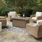 Beachcroft Beachcroft Fire Pit Table with Four Nuvella Swivel Lounge Chairs