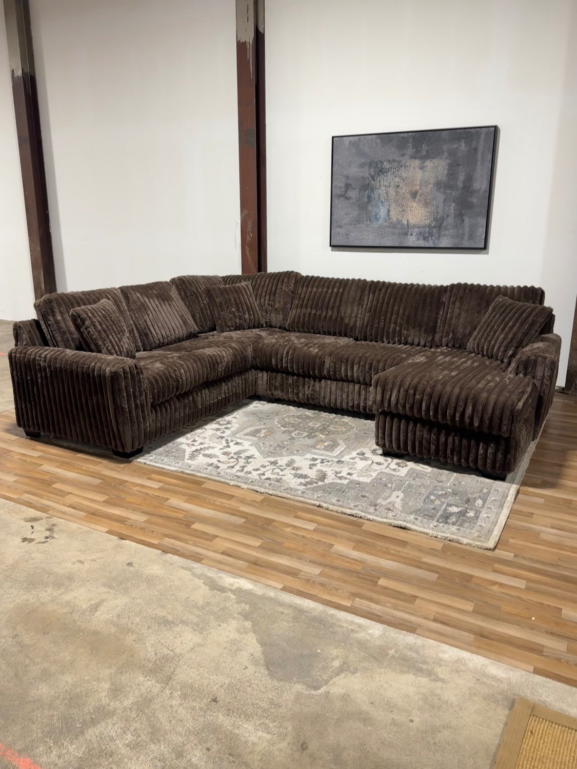The Monroe – Fluffy Corduroy U Shape Sectional in Brown