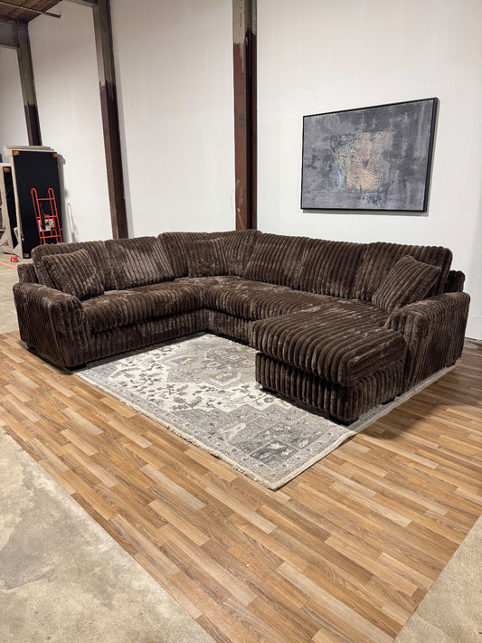 The Monroe – Fluffy Corduroy U Shape Sectional in Brown