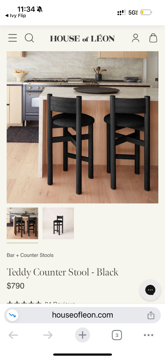 House of Leon Teddy Counter Stools – Black
