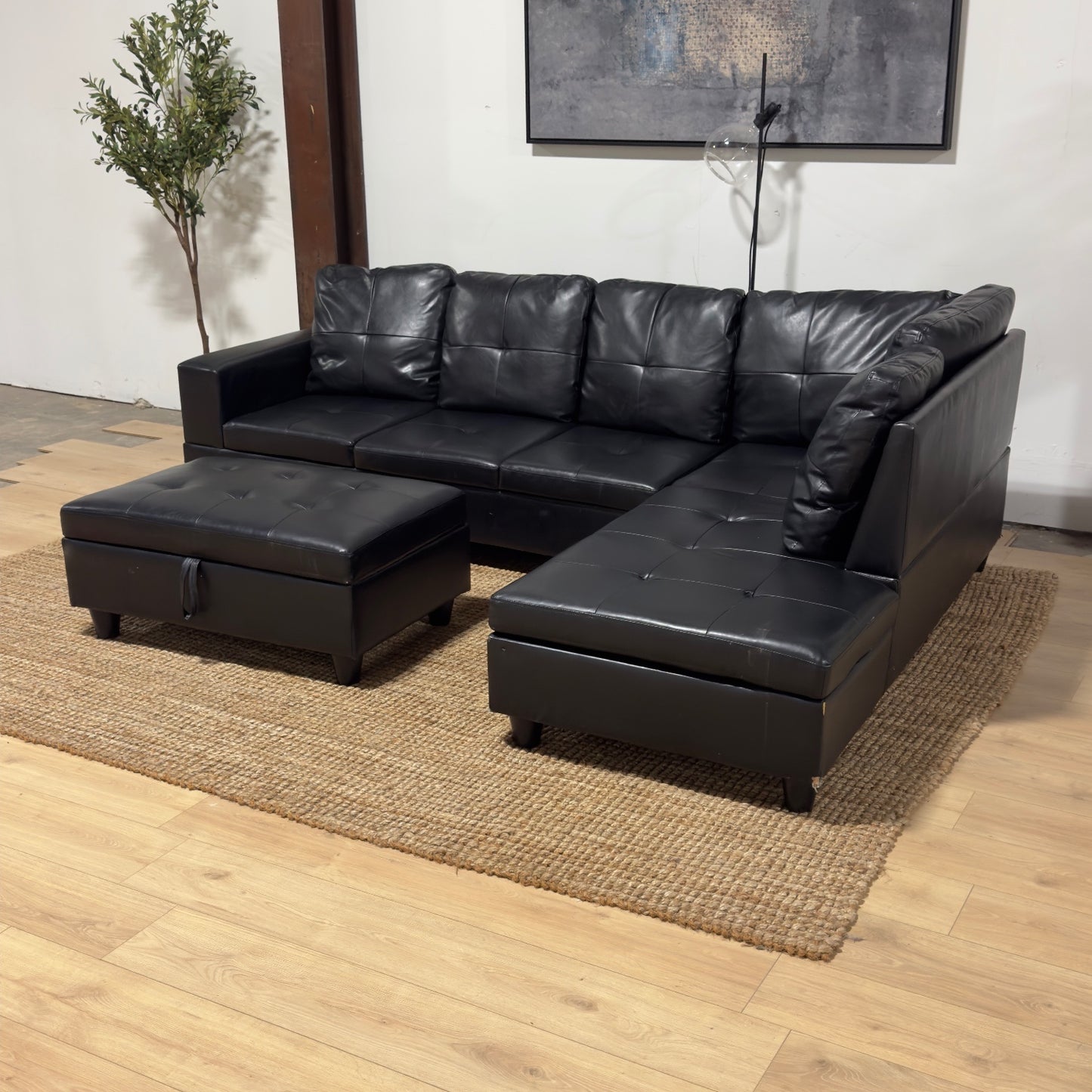 Black Sectional Sofa and Outtoman 🚛 Same Day Delivery