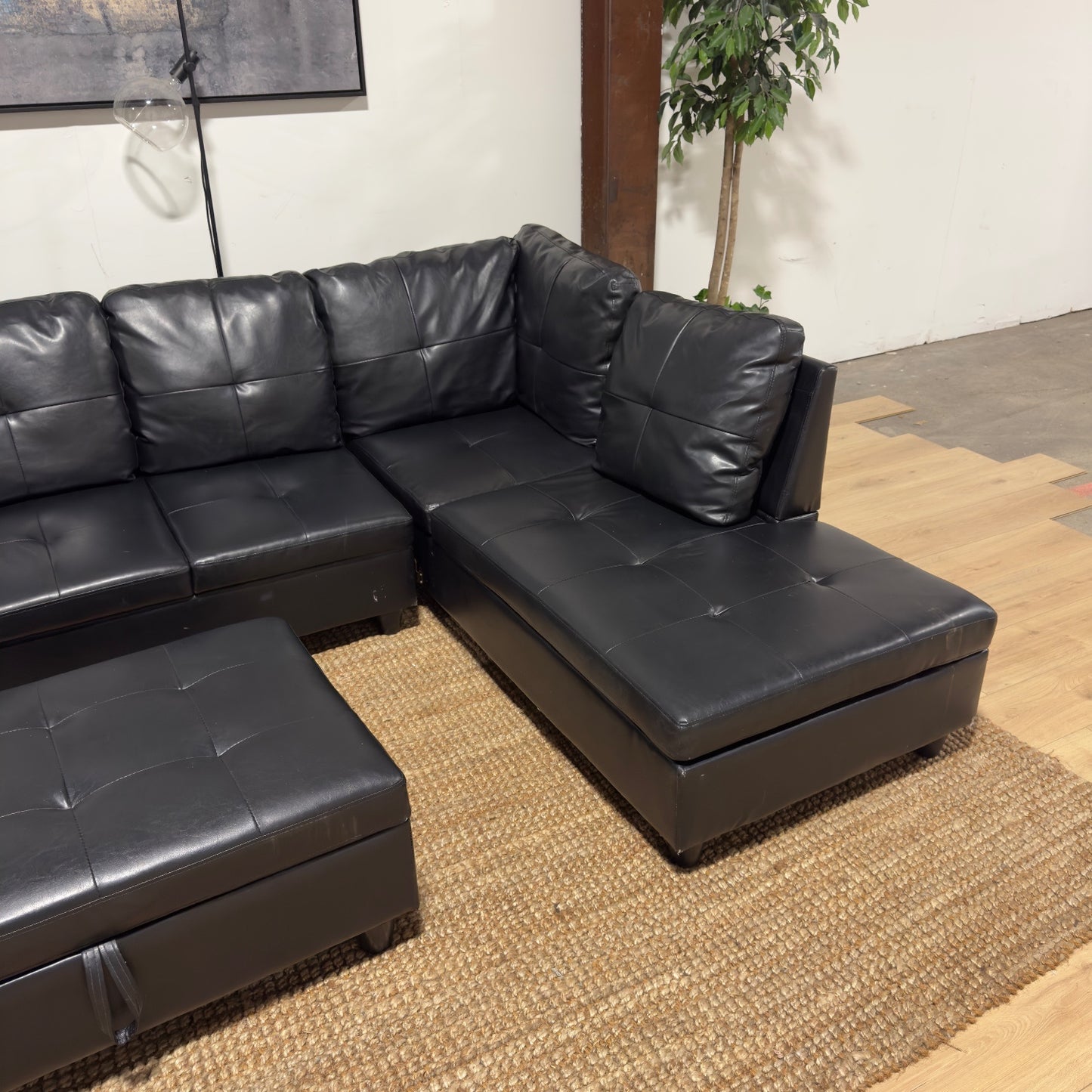 Black Sectional Sofa and Outtoman 🚛 Same Day Delivery