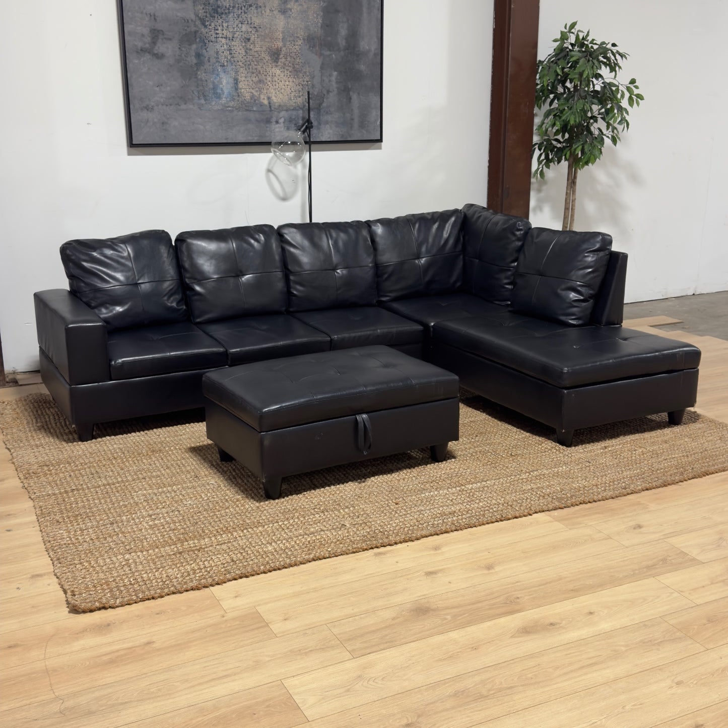 Black Sectional Sofa and Outtoman 🚛 Same Day Delivery