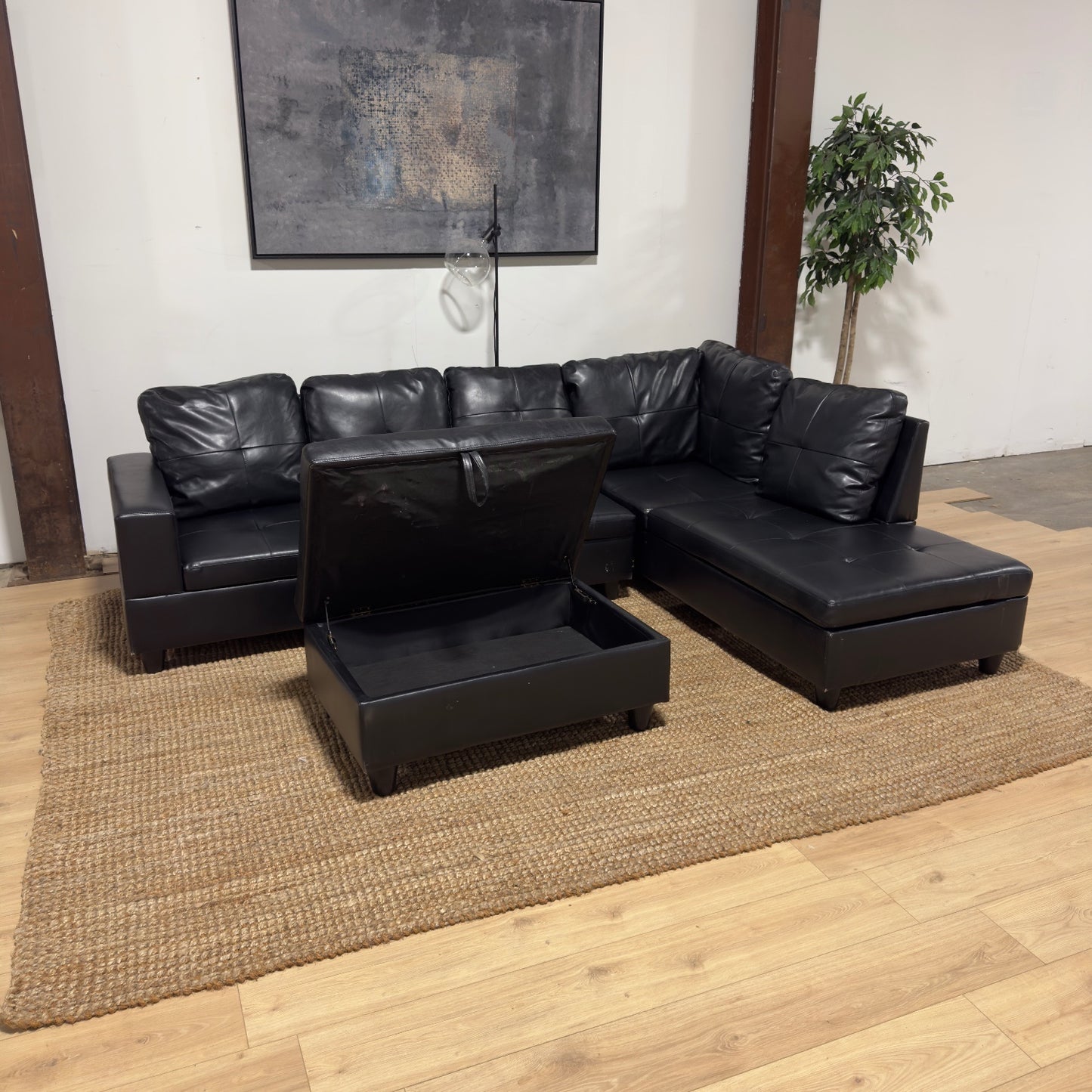 Black Sectional Sofa and Outtoman 🚛 Same Day Delivery