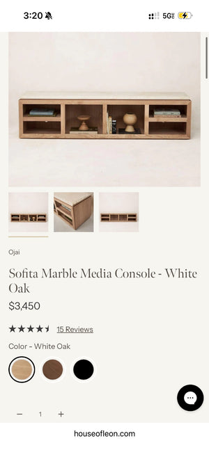 White Oak Media Console (Retail $3450)