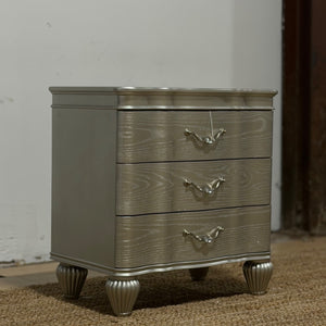 Landmark Traditional 3-Drawer Nightstand in Silver