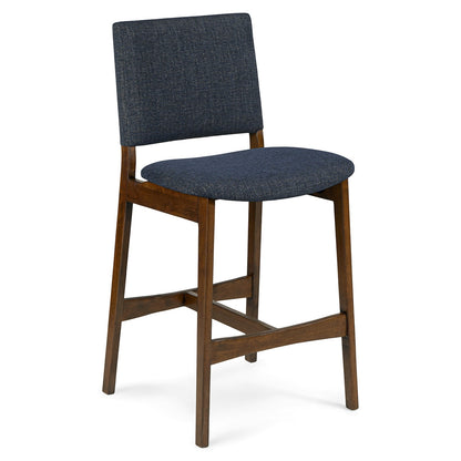 Article Nosh Counter Stool - Walnut And Denim Blue (Set of 4)