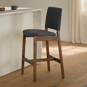 Article Nosh Counter Stool - Walnut And Denim Blue (Set of 4)
